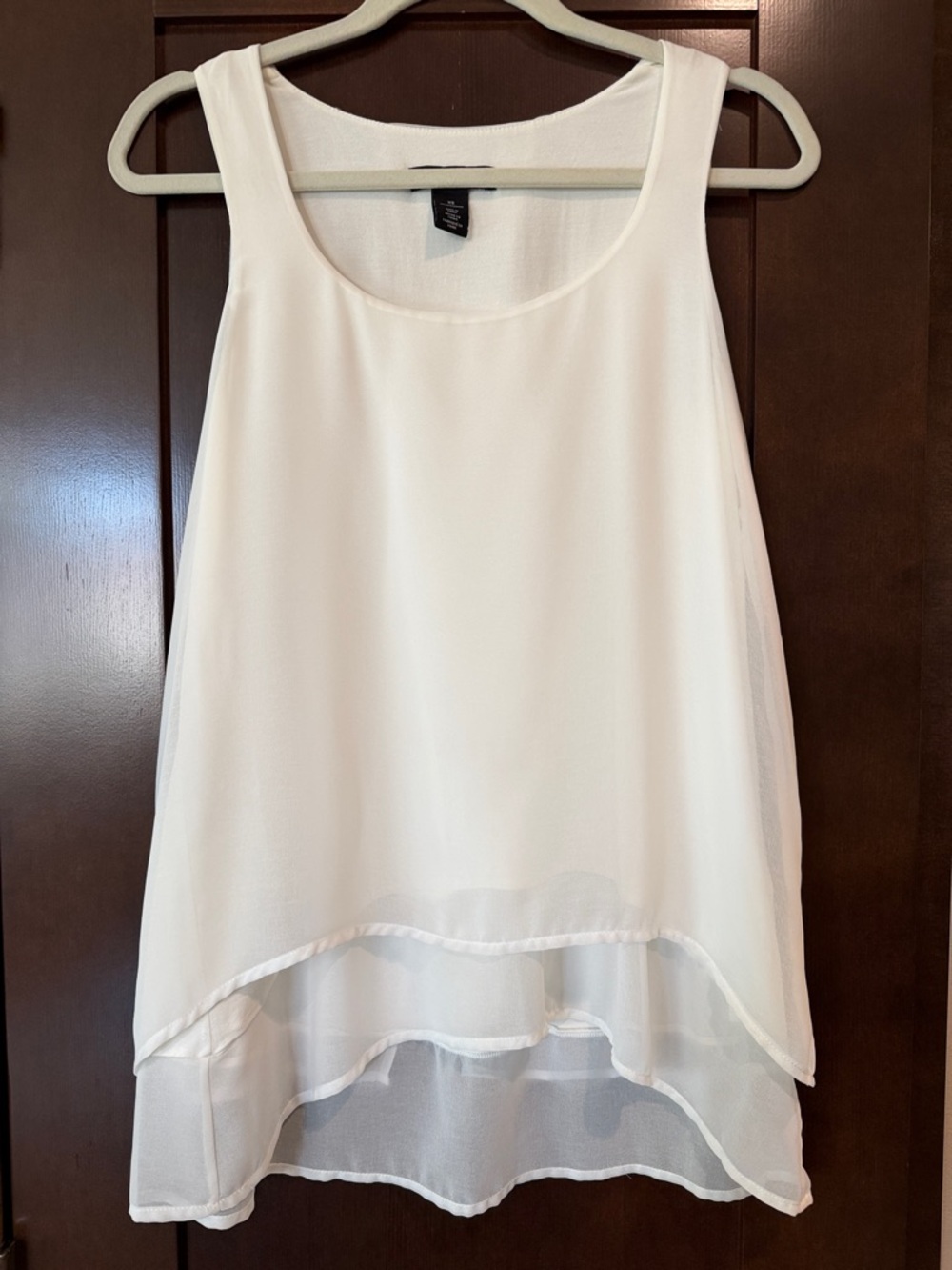 WHBM White Layered Chiffon Tank Top